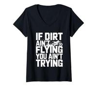 Mujer Si la Suciedad no está Volando, no está Tratando de Motocross Dirtbike Camiseta Cuello V