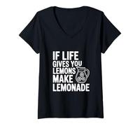 Mujer Si la Vida te da Limones Hacer Limonada Cita Motivacional Camiseta Cuello V