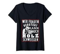 Mujer Si las mujeres entienden también el diseño de madera soldada. Camiseta Cuello V