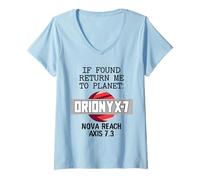 Mujer Si lo encuentras, devuélveme a Planet Orionyx-7 Space Apparel Camiseta Cuello V