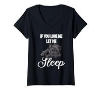 Mujer Si me amas déjame dormir Bulldog Camiseta Cuello V