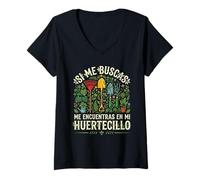 Mujer Si Me Buscas En Mi Huertecillo Jardinería Botánica Camiseta Cuello V