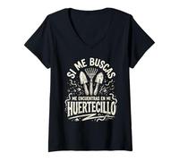 Mujer Si Me Buscas En Mi Huertecillo Jardinería Botánica Camiseta Cuello V
