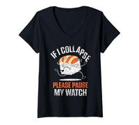 Mujer Si Me Derrumbo por Favor Ponga En Pausa Mi Reloj Ejecutar Camiseta Cuello V