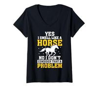 Mujer Sí, me huele como un Caballo Funny Neigh Horse Riding Lovers Camiseta Cuello V