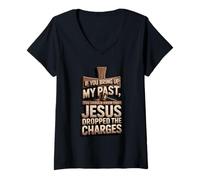 Mujer Si mencionas mi Pasado, Jesús retiró los Cargos (Faith Quot) Camiseta Cuello V