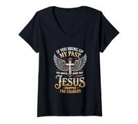 Mujer Si mencionas mi Pasado, Jesús retiró los Cargos (Faith Quot) Camiseta Cuello V