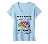 Mujer Si mi boca no lo dice mi rostro definitivamente tendrá paz Camiseta Cuello V