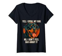 Mujer Sí, mimo a mi perro, Rottweiler, Rottie, amante de los cachorros, dueño de un cachorro Camiseta Cuello V