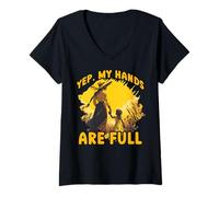 Mujer Sí, mis manos están llenas Día de la Madre Familia Amor Mujeres Camiseta Cuello V