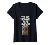 Mujer Sí, mis Pensamientos Tienen Pensamientos Tengo TDAH Divertido Camiseta Cuello V