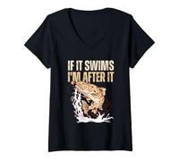 Mujer Si Nada, lo busco pescando. Cita Divertida Camiseta Cuello V