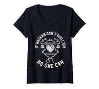 Mujer Si Nathan no puede grill'em nadie puede nombrar a Nathan BBQ Camiseta Cuello V