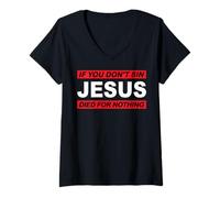 Mujer Si no pecas Jesús murió por nada #8 trve Metalero Festival Camiseta Cuello V
