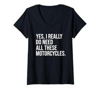 Mujer Sí, Realmente Necesito Todas Estas Motocicletas Garaje Divertido Camiseta Cuello V