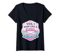 Mujer Sí, Remo como una Chica Quiero Algunas lecciones Equipo de Remo Divertido Camiseta Cuello V