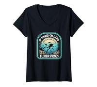 Mujer Si se encuentra en tierra, regrese al buceo en Florida Springs Camiseta Cuello V
