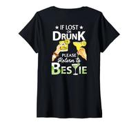Mujer Si se Pierde o está Borracho, por Favor regrese a su Mejor Amiga Camiseta Cuello V