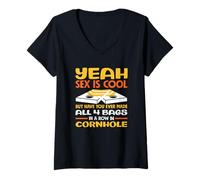 Mujer Sí Sexo Es Fresco Cornhole Jugador Divertido Camiseta Cuello V