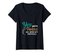 Mujer Si Somos Gemelos No No Somos Idénticos Familia Coincidente Camiseta Cuello V