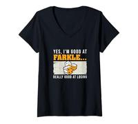 Mujer Sí, Soy Bueno en Farkle Realmente Bueno perdiendo Jugadores de Farkle Camiseta Cuello V