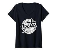 Mujer Si Tengo a Jesús, lo Tengo Todo Camiseta Cuello V