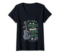 Mujer Sí, Tengo un Plan de jubilación Guitarrista Humor Camiseta Cuello V