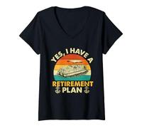 Mujer Sí, Tengo un Plan de jubilación - Pontoon Captain Pontooning Camiseta Cuello V