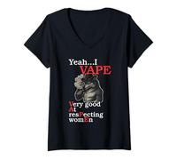 Mujer Sí... Vape muy bien respetando a las mujeres Camiseta Cuello V