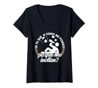 Mujer Si ya saben como me pongo pa que me invitan Camiseta Cuello V