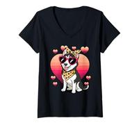 Mujer Siberian Husky Valentines Day Huskies Camiseta Cuello V