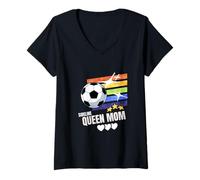 Mujer Sideline Queen Mom Soccer Game Days Mom Gift Camiseta Cuello V