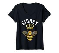 Mujer Sidney Name Sidney - Regalos de cumpleaños de reina corona abeja Sidney Camiseta Cuello V