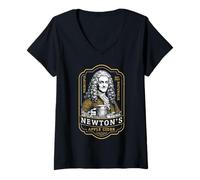 Mujer Sidra de manzana Isaac Newton de Funny Physics Vintage Label Science Camiseta Cuello V