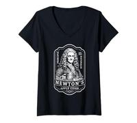 Mujer Sidra de manzana Isaac Newton de Funny Physics Vintage Label Science Camiseta Cuello V