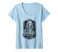 Mujer Sidra de manzana Isaac Newton de Funny Physics Vintage Label Science Camiseta Cuello V