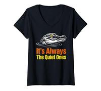 Mujer Siempre es el Humor de cocodrilo Tranquilo Camiseta Cuello V