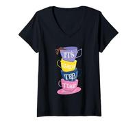 Mujer Siempre es la Hora del té, Divertido, Amante del té, Bebedor de té Camiseta Cuello V