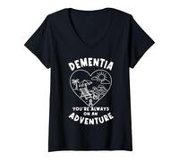 Mujer Siempre estás en una Aventura Mes de Concientización sobre la Demencia Camiseta Cuello V