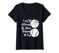 Mujer Siempre seré tu mayor fan softball Camiseta Cuello V