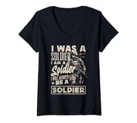 Mujer Siempre seré un Soldado, un Veterano Masculino Vintage Camiseta Cuello V