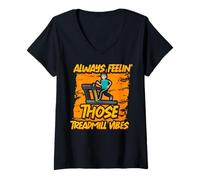 Mujer Siempre sintiendo esas vibraciones de la cinta de correr Camiseta Cuello V