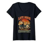 Mujer Siempre Tarde Pero Consistente Camiseta Retro Camiseta Cuello V
