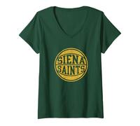 Mujer Siena College Saints Vintage Distressed Basketball Camiseta Cuello V
