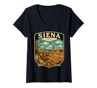 Mujer Siena Vacation Italia Siena Viaje Familiar a Siena Coincidencia Camiseta Cuello V