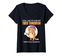 Mujer Siento Que ya Estoy Cansado mañana Conciencia de la fibromialgia Camiseta Cuello V
