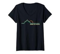 Mujer Sierra de Gredos de España Retro Escalada, esquí Senderismo Camiseta Cuello V