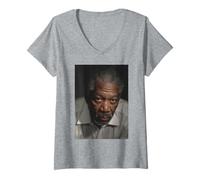 Mujer Siete actor Morgan Freeman Foto de Michael Grecco Camiseta Cuello V
