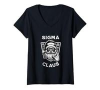Mujer Sigma is Coming Santa Rizzmas Funny Christmas 2025 Holiday Camiseta Cuello V