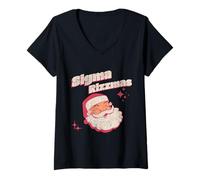 Mujer Sigma Rizzmas Meme Santa Funny Christmas 2025 Holiday Camiseta Cuello V
